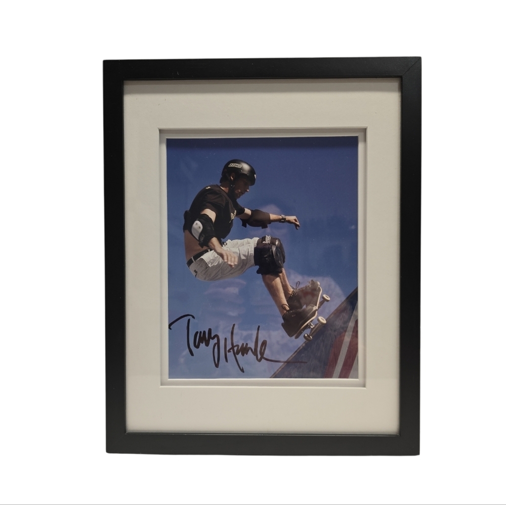 {Tony Hawk} Black Framed Skateboarder Autographed Photo w/COA